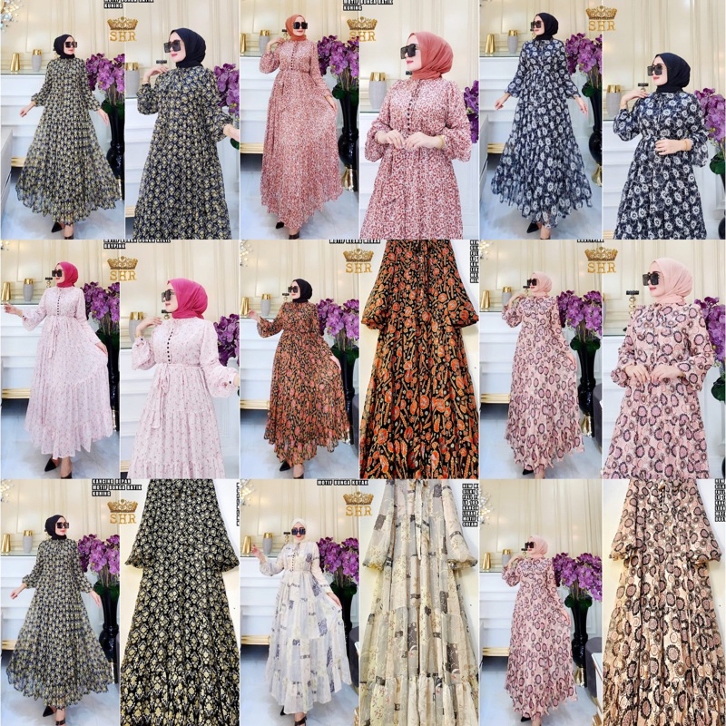 NEW NEW NEW READY MIDI DRESS SILKY BKK IMPORT MOTIF FLOWER BY SHR ORI REALPICTSIAP KIRIM LANGSUNGDRE