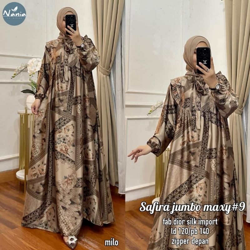 Gamis Jumbo DiorSilk Import LD 120 Safira Jumbo Maxy Dress Maxi Busui Mewah Baju Wanita Terbaru 2023