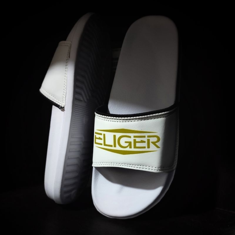 Sandal Slop Pria Distro Slippers Eliger White &amp; Black