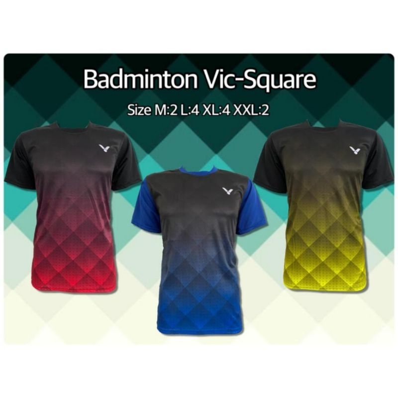 Baju Badminton Victor Square - Kaos Badminton Victor - Jersey Badminton Victor - Baju Bulu Tangkis