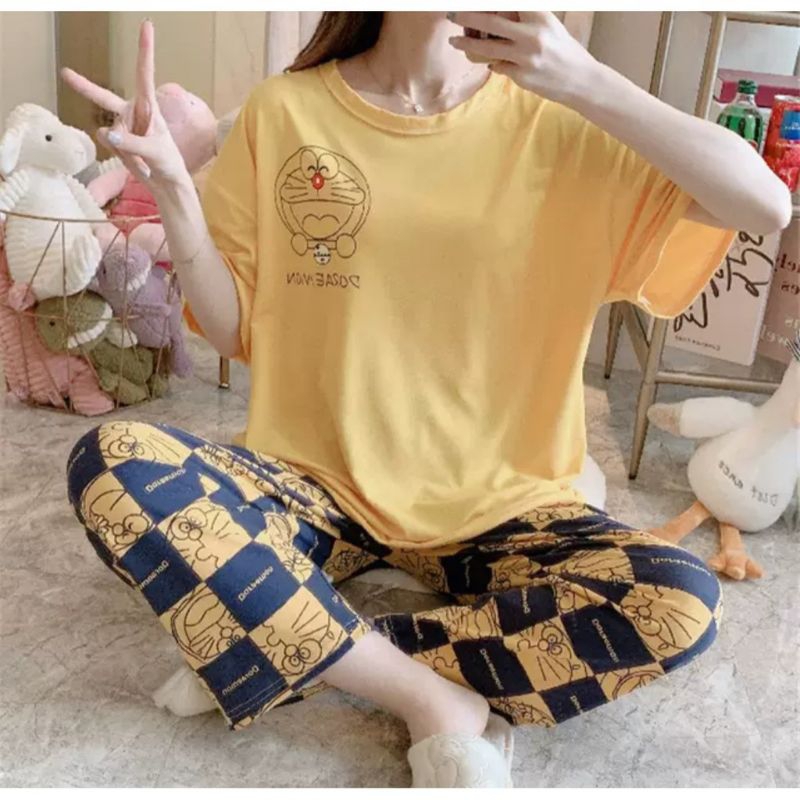 Leisure Wear Baju Tidur Lengan Pendek Celana Panjang