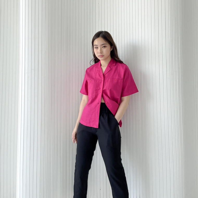 Moku Linen Top / Formal Top / Casual Blouse / Kemeja Wanita Korea