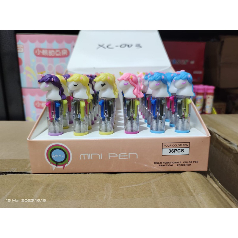 

pen mekanik 4 warna kepala karet poni surai warna satuan