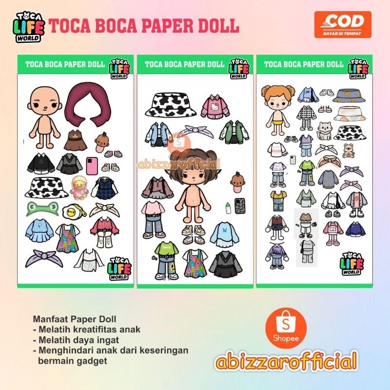 BP BPAN mainan edukasi anak toca boca paper doll tempel dan gunting sendiri