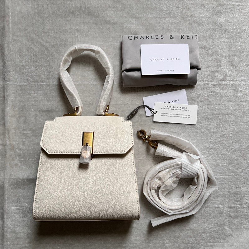 Jastip Singapore Tas Charles And Keith Geometric Bag Cream