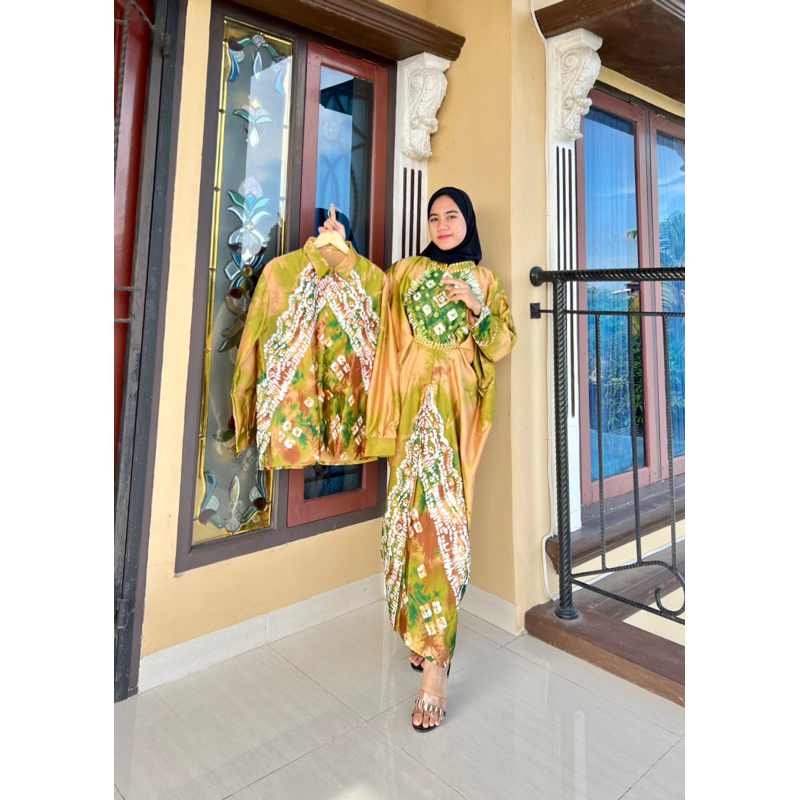 COUPLE KAFTAN JUMPUTAN PALEMBANG SUTRA SILK PRINTING