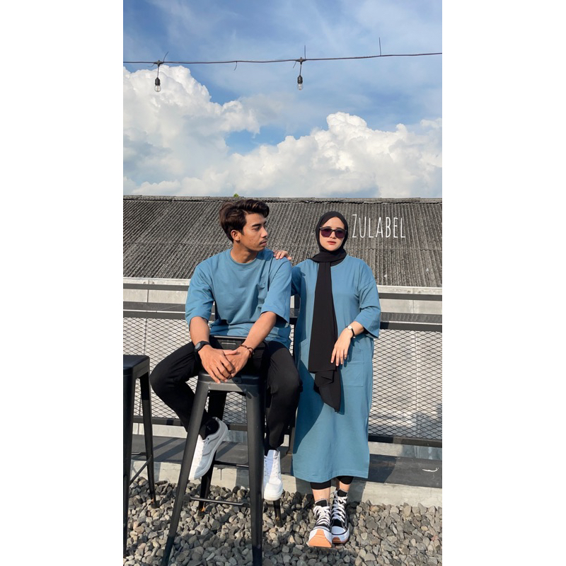 Couple Midi Dress dan Kaos Oversize Baby Terry By Zulabel