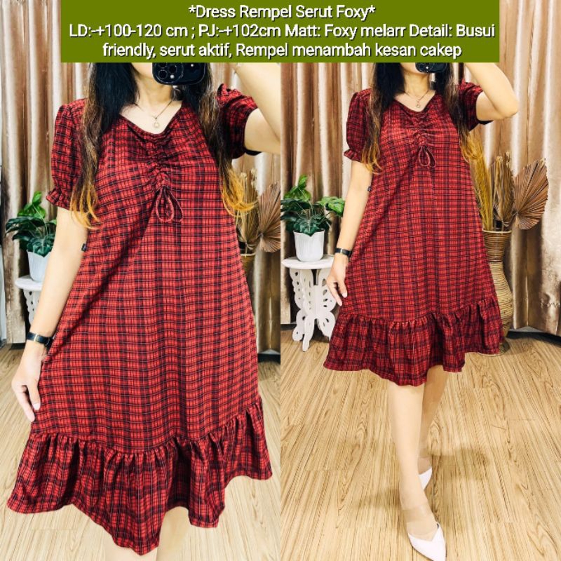 Dress Foxy Serut/ Dress Serut Kotak / Dress Foxy / Dress Foxy Rempel / Dress Foxy Busui / Daster Fox