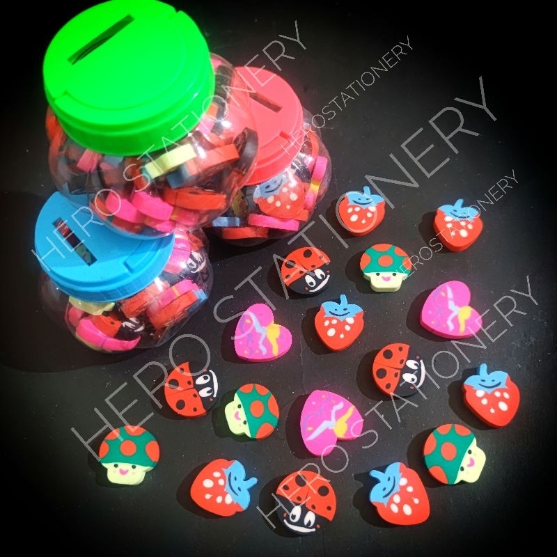 

Penghapus model fancy kepik jamur love eraser toples