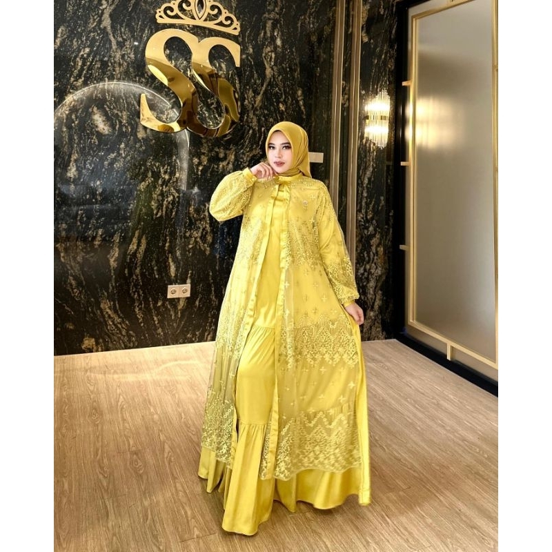 Gamis Orang Kaya Set Outer Brokat Shellasaukia