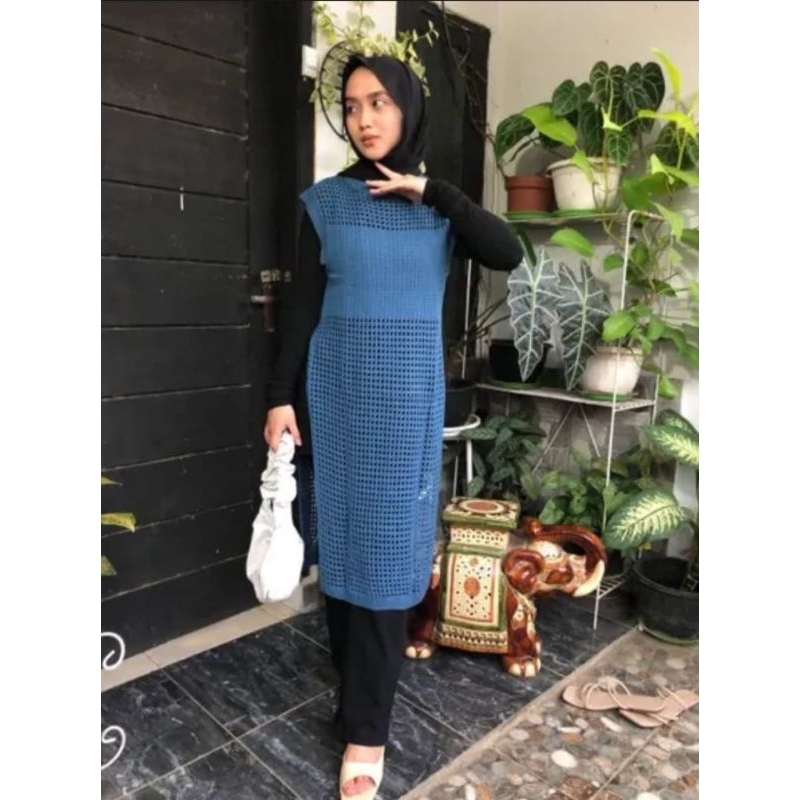 RUBY DRESS RAJUT JARING / TUNIK RUBY JARING / OUTWEAR RAJUT DRESS / MALIKIN TUNIK JARING