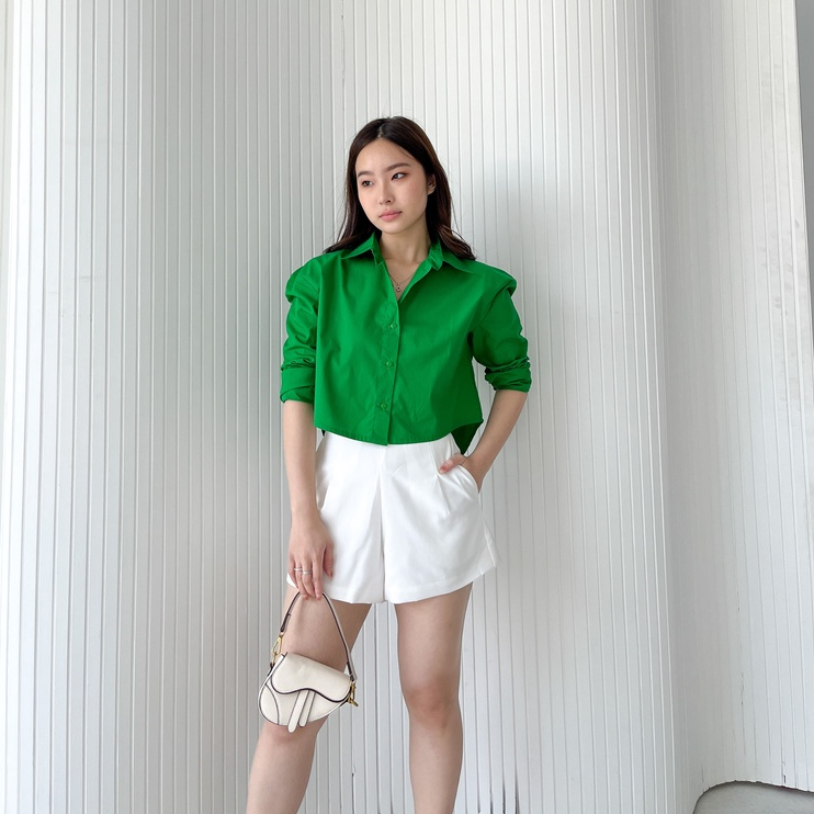 Gretha Blouse / Blouse Korean Wanita / Shirt Casual / Blouse Long Sleeve / Crop Top