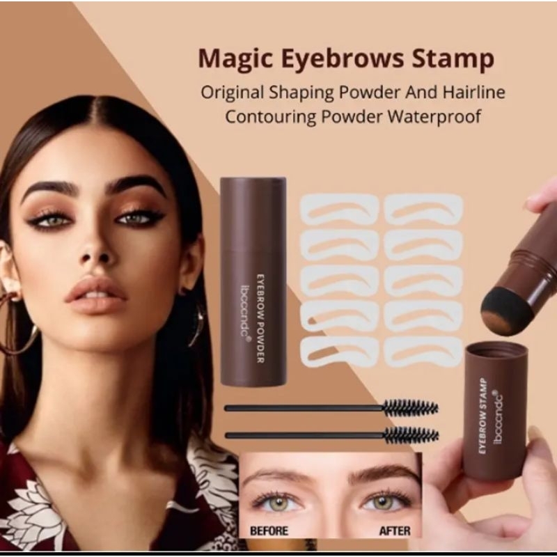 Ibcccndc Eyebrow Powder Cetakan Alis Instan Eyebrow Stamp Alis Bedak Alis Waterproof dengan 10 Model