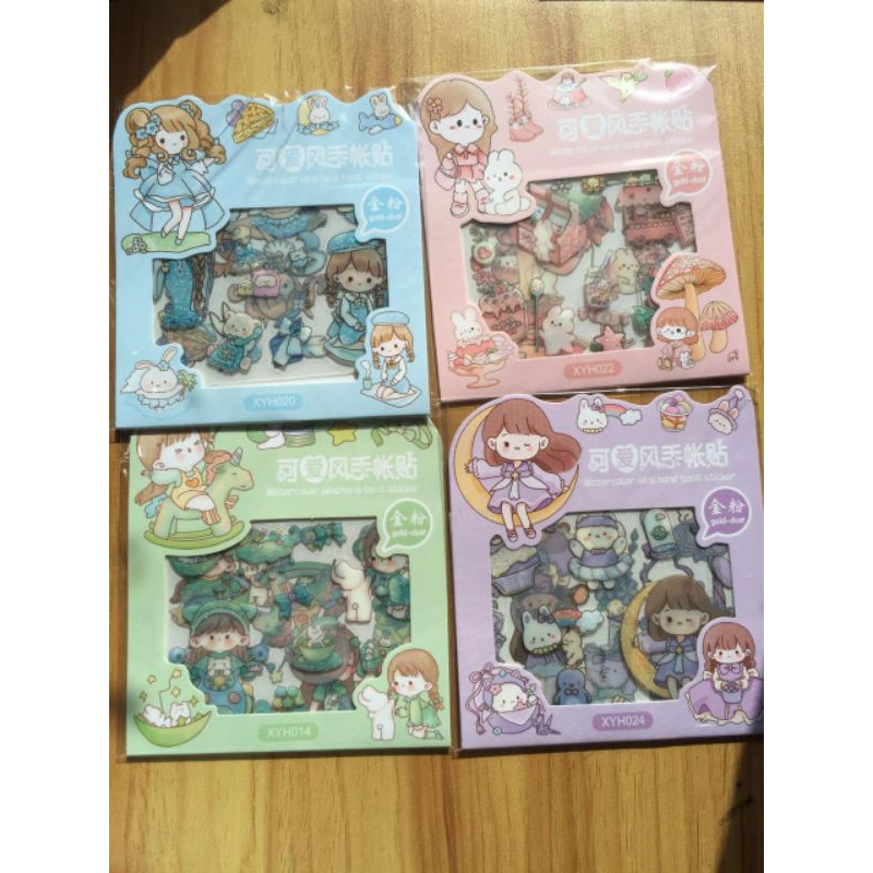 

sticker motif kartun korea bling 3 lbr/pack