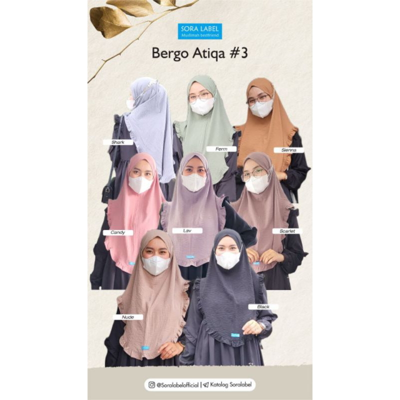 Bergo / Khimar / Kerudung Instan Atiqa by Soralabel READY
