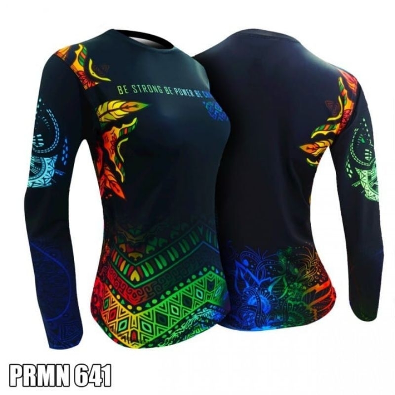 Sixpack Kaos Olahraga Wanita Lengan Panjang Printing Full