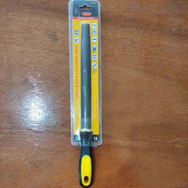 kikir plat setengah bulat ( halus) + gagang bestguard 8in panjang (20cm)