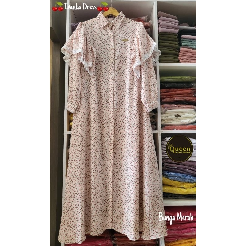 Dress Gamis Katun Yoryou Rayon Jumbo Motif Kekinian Bunga Kecil Renda