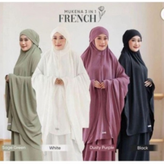 MUKENAH FRENCH KHIMAR 3 IN 1 CRINCLE AIRFLOW