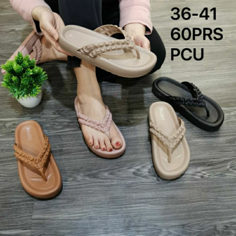 1238-A1 Original Balance Sandal Jepit Wanita Tali Kerut Kotak Karet Jelly Impor Sendal Japit Motif Tahu 1238 Cewek Perempuan Impor Terbaru Viral Kekinian Murah Cantik