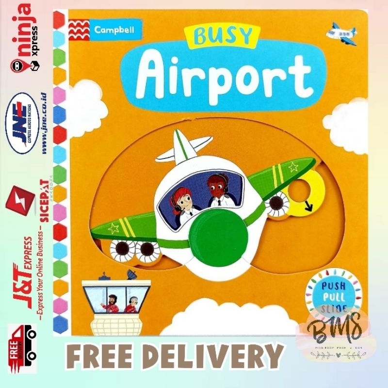 Busy airport Campbell book push pull slide board book