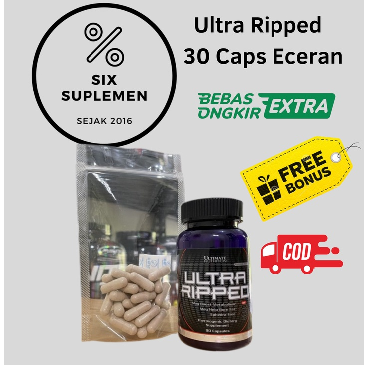 (Bonus Botol Kosong) Ultimate Nutrition Ultra Ripped Fat Burner Pembakar Lemak FAF 30 Caps (Ecer)