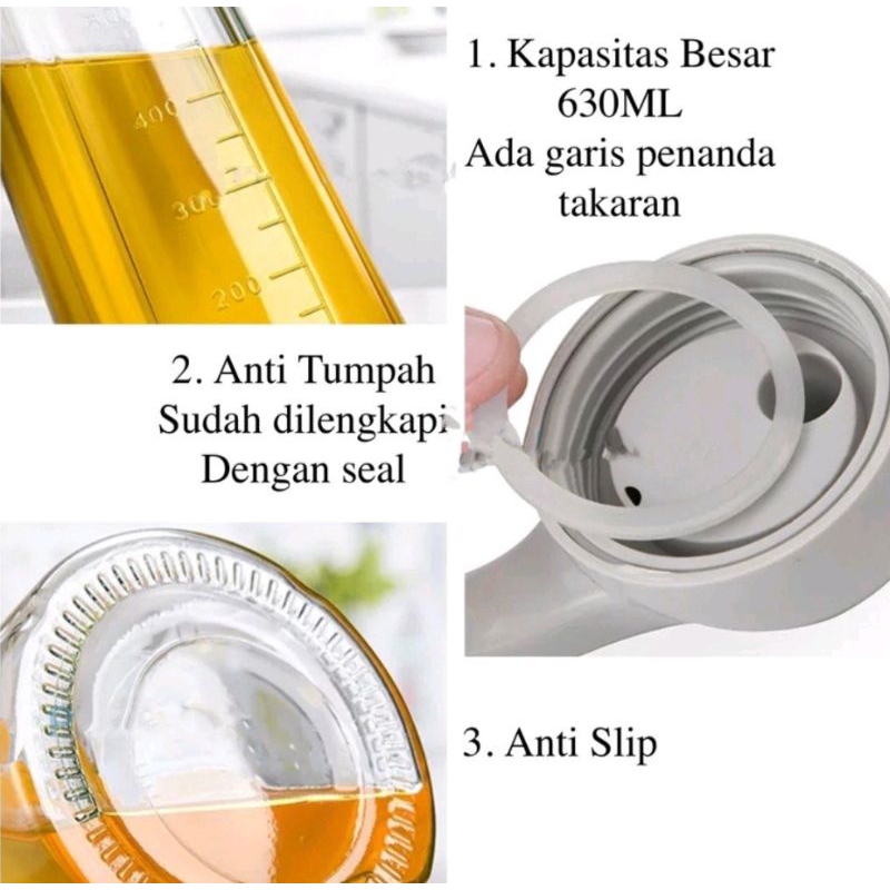 Botol Kaca Minyak Goreng 630ml / Bottle Oil Wadah Tempat Penyimpanan