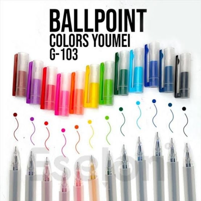 

12pcs Ballpoint Colors Youmei/Pulpen Warna Youmei