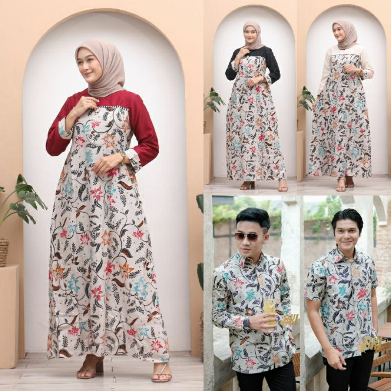 batik couple - gamis batik wanita modern muslim - batik couple pasangan - baju couple pasangan terbaru -batik couple - batik kapelan suami istri- baju couple suami istri