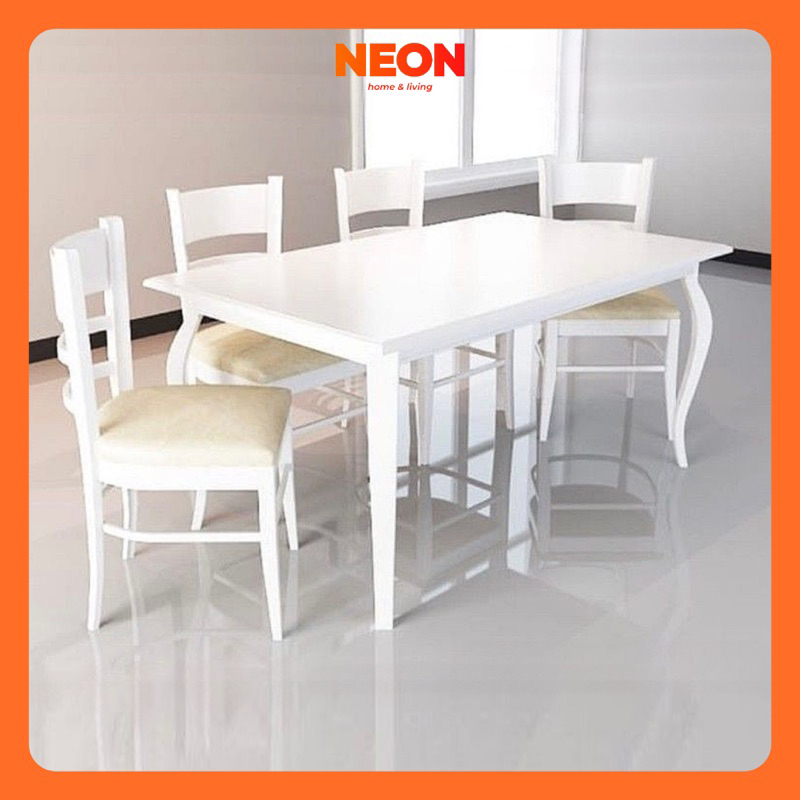 Meja Makan Karmela | Meja Makan Kayu 4 Kursi Minimalis Makassar Murah