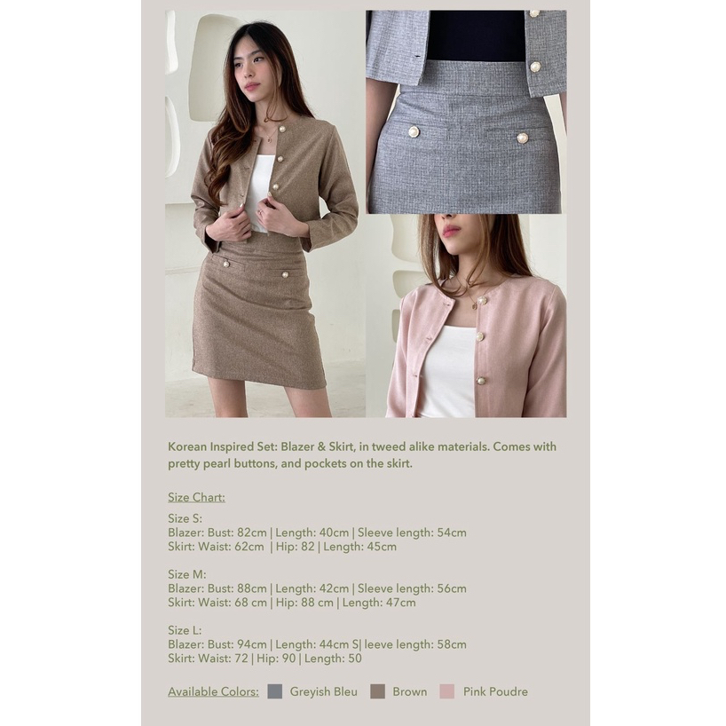 Aera Set -- Ocha Wear | Korean Blazer Skirt Set | Tweed Alike Premium Set