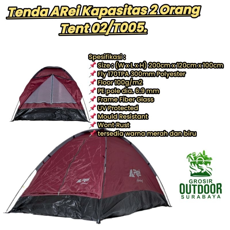 Tenda aRei Kapasitas 2 Orang Tent 02/T005 , tenda arei aliot , tenda arei arjuno , tenda arei m29