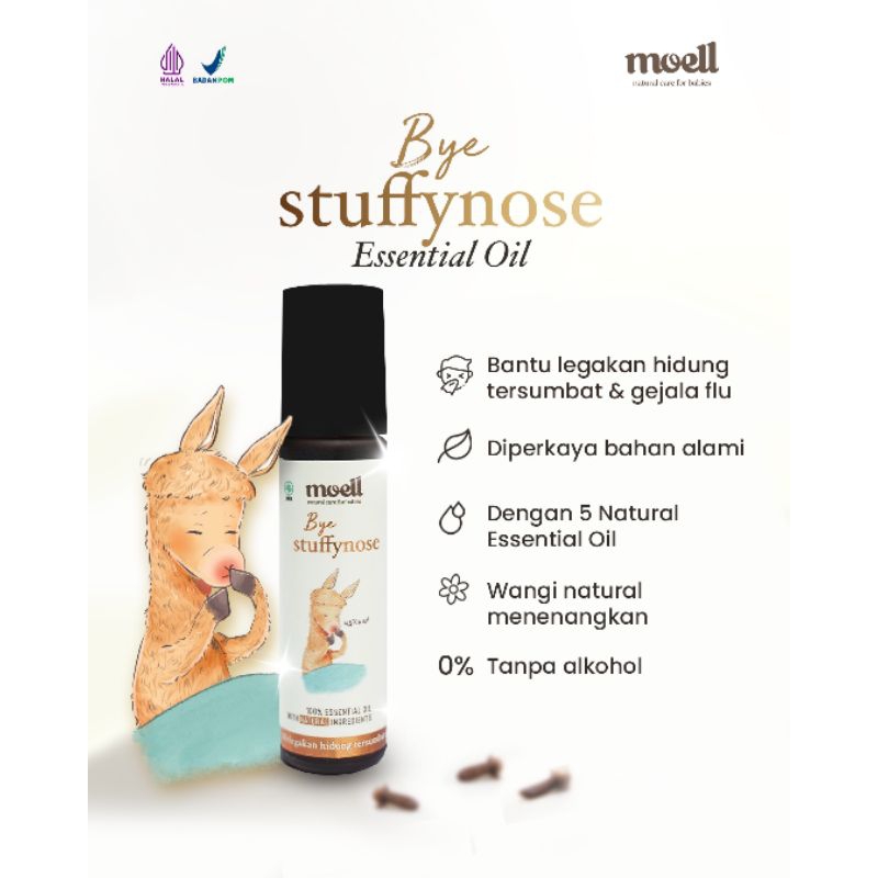 Moell Bye Stuffynose Natural Essential Oil | Melegakan Batuk Pilek