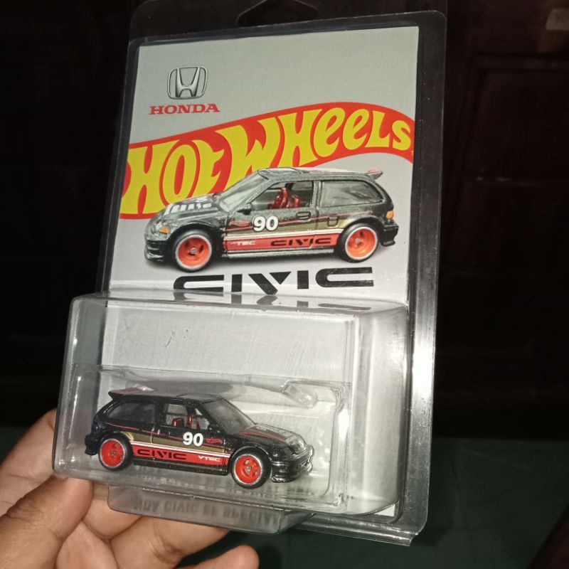 RARE Honda Civic EF Black Custom Card Rubber Tires Hw Hot Wheels Hotwheels Bday Gift Hadiah Souvenir
