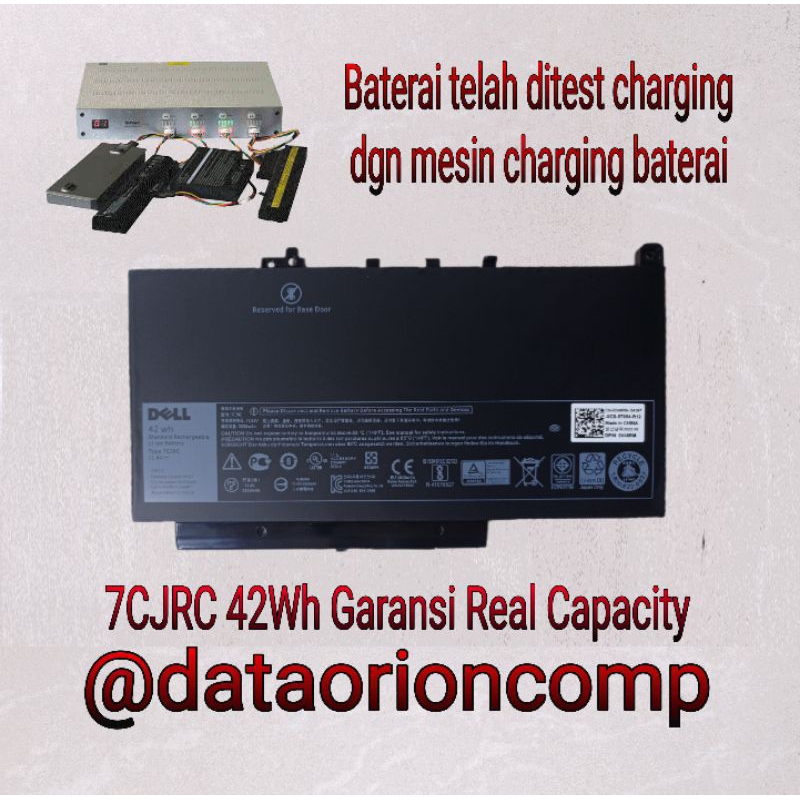 Baterai dell E7270 E7470 7CJRC hitam