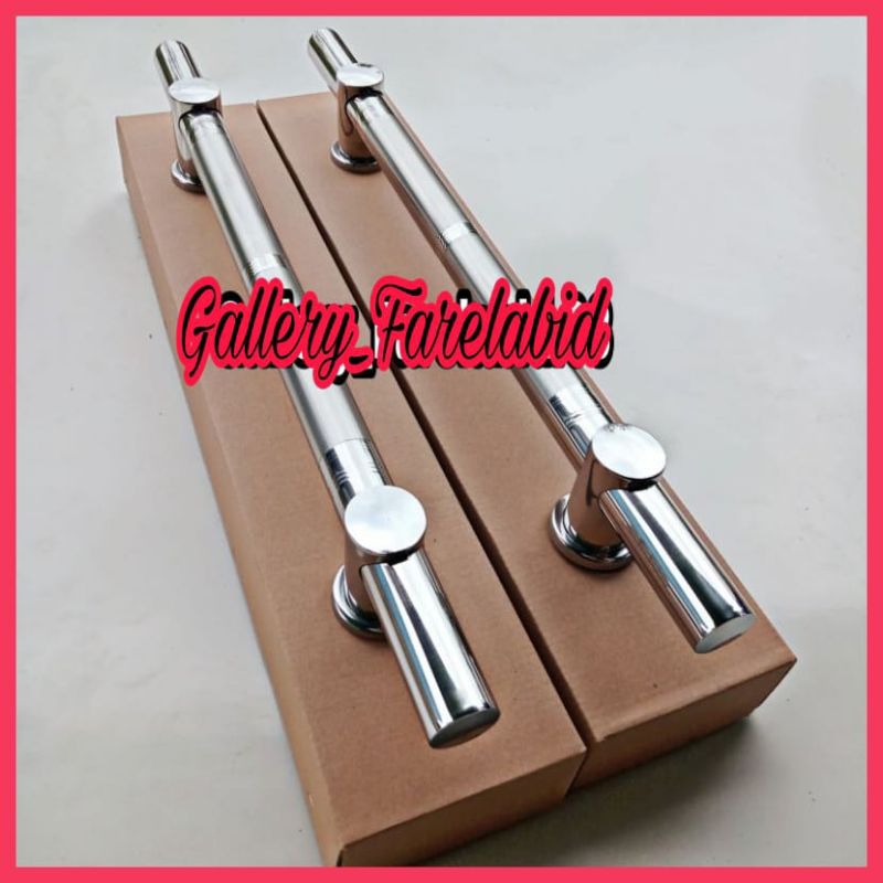 Handle Pintu Rumah Stainless Steel Bulat Jumbo 60 Cm Gagang Pintu Rumah Modern 45 Cm Pegangan Pintu Kupu Tarung Tarikan Pintu Rumah Minimalis