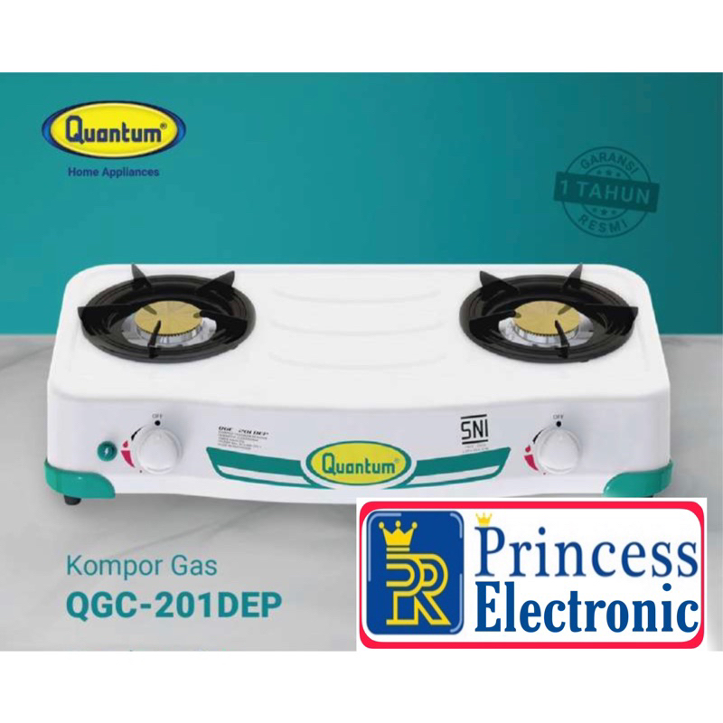 Kompor Gas Quantum 201DEP 2 Tungku Dengan Pemantik Elektrik dan Timer