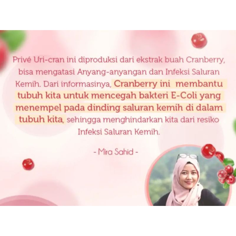 Prive Uricran Plus sachet isi 5 ekstrak Cranberry untuk Anyang2an Infeksi Kemih