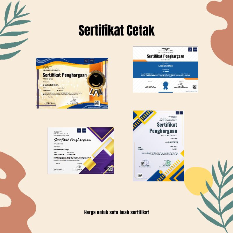 

Sertivikat Cetak Khusus Event