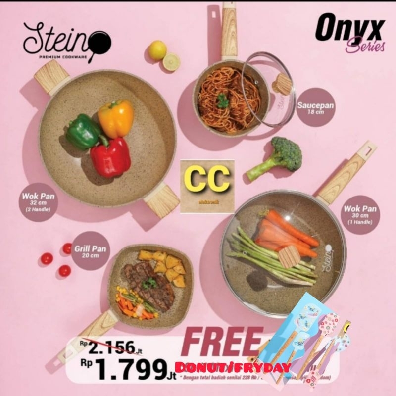 Paket hemat onyx stein steincookware cook ware wajan panci grill wok