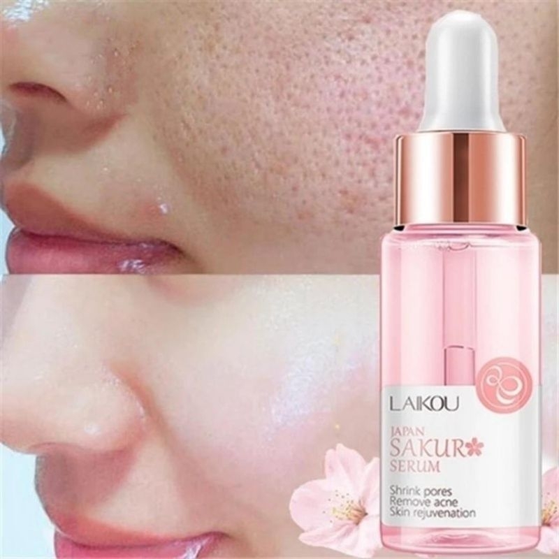 Original 100% Laikou Japan Sakura Serum Pores Mengecilkan Pori Pori Glowing Anti Aging Anti Acne