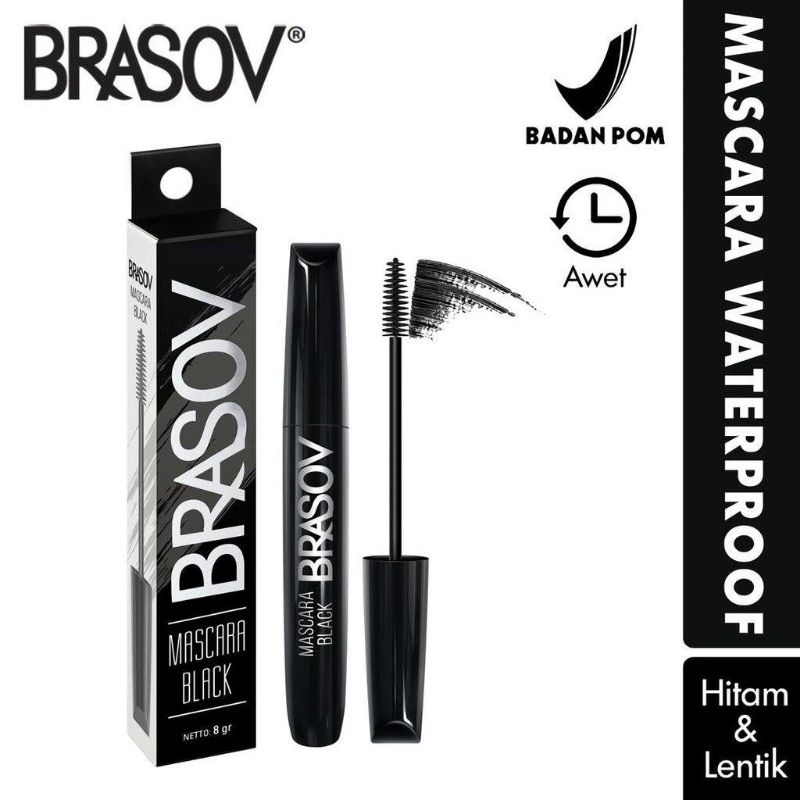 MASCARA BRASOV WATERPROOF HITAM &amp; LENTIK