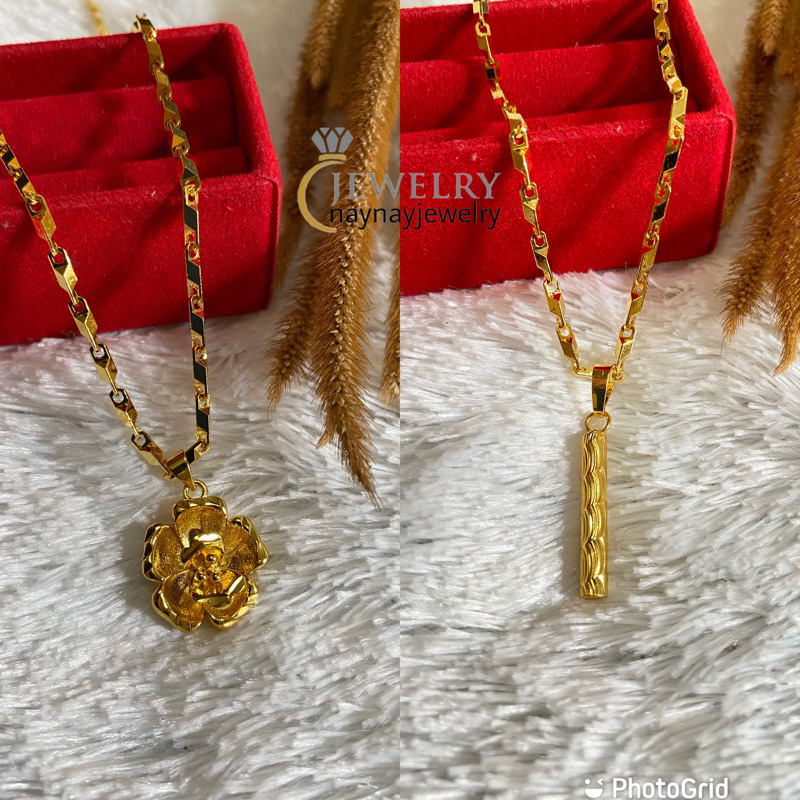 Kalung Koin Balok 2 suku warna 24k