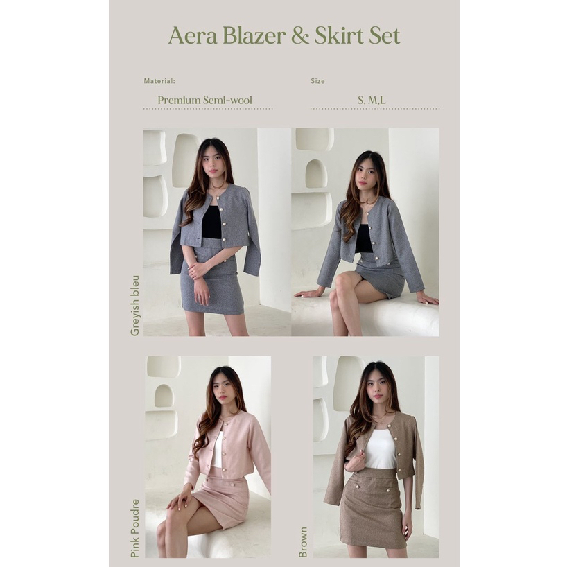 Aera Set -- Ocha Wear | Korean Blazer Skirt Set | Tweed Alike Premium Set