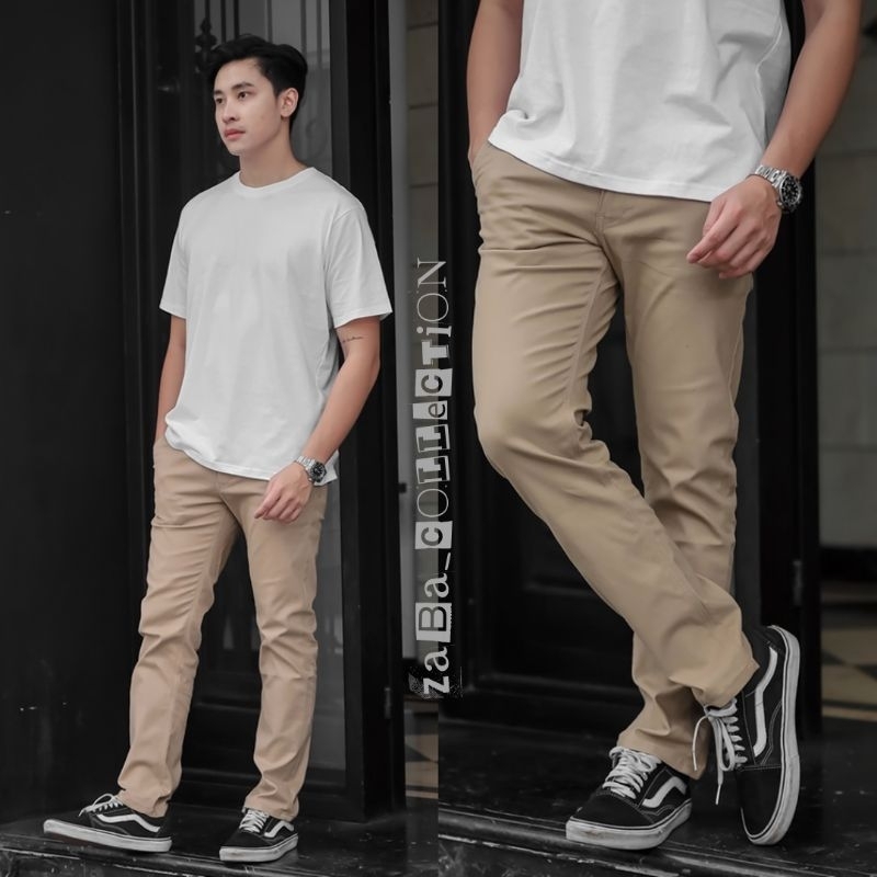 CELANA PRIA CHINO Slim fit Panjang Kerja kantor Santai Liburan Cowok Gentleman Boy Size 27-33