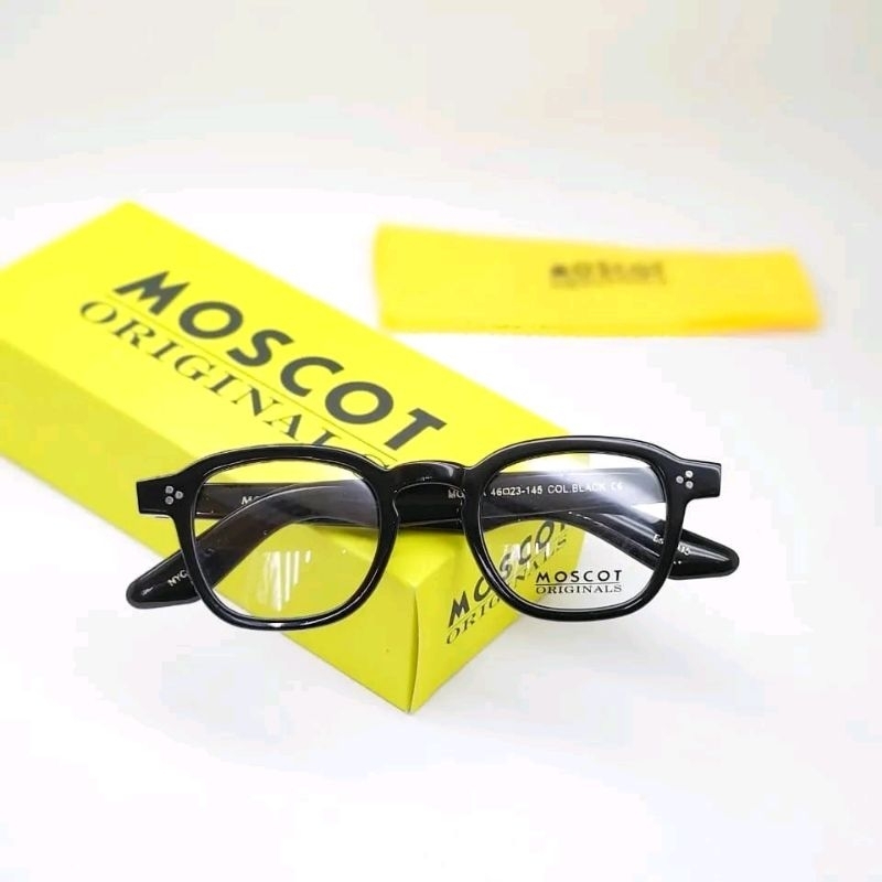 Kacamata Moscot Momza black glossy frame glasses