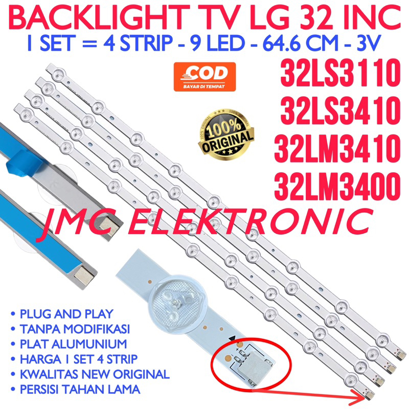 BACKLIGHT TV LG 32 INC 32LS3400 32LS3110 32LM3410 32LM3400 LAMPU BL LG 32LS 32INC INCH 9K 3V