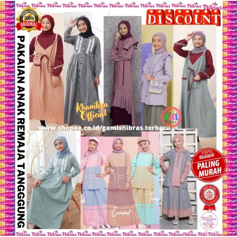 BAJU SETELAN MUSLIM ANAK REMAJA TERBARU NIBRAS TEEN NT 71 / SETELAN BAJU MUSLIM ANAK / BAJU MUSLIM /