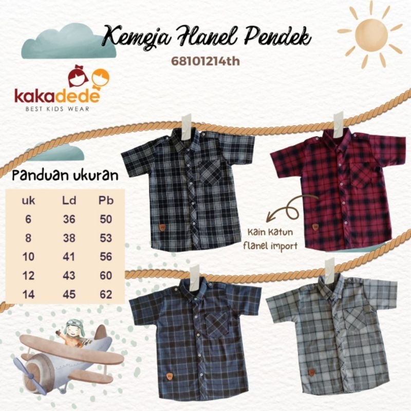 READY ‼️ Kemeja Lengan Pendek Flanel Premium by Kakadede bisa COD Kemeja Flanel Anak Super Nyaman