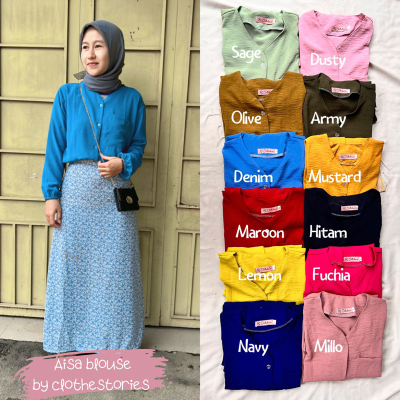 AISA BLOUSE CRINKLE/LOISE BLOUSE/BLUS WANITA BUSUI FRIENDLY/ATASAN WANITA BLOUSE TERBARU ALL SIZE  BLOUSE JUMBO BIG SIZE KEKINIAN TERBARU CRINKLE AIRFLOW LD 100-110 ( L &amp; XL )